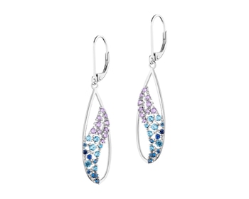 Rhodium Plated Silver Dangling Earring with Cubic Zirconia