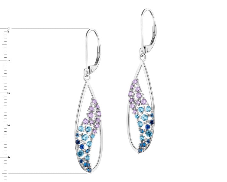 Rhodium Plated Silver Dangling Earring with Cubic Zirconia