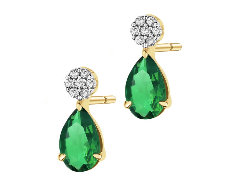 9 K Rhodium-Plated Yellow Gold Earrings  - fineness 9 K