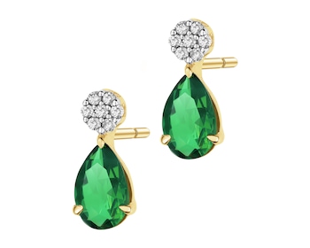 9 K Rhodium-Plated Yellow Gold Earrings  - fineness 9 K