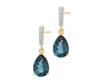 14 K Rhodium-Plated Yellow Gold Earrings  - fineness 14 K