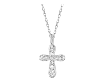 Zawieszka z białego złota z brylantami - krzyż - 0,12 ct - próba 585