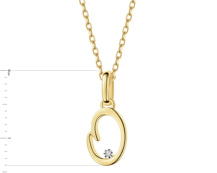 9 K Rhodium-Plated Yellow Gold Pendant with Diamond - 0,003 ct - fineness 9 K