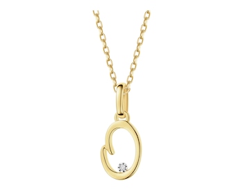 9 K Rhodium-Plated Yellow Gold Pendant with Diamond - 0,003 ct - fineness 9 K