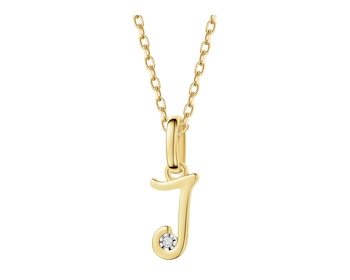 9 K Rhodium-Plated Yellow Gold Pendant with Diamond - 0,003 ct - fineness 9 K