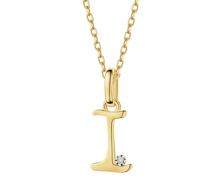 9 K Rhodium-Plated Yellow Gold Pendant with Diamond - 0,003 ct - fineness 9 K