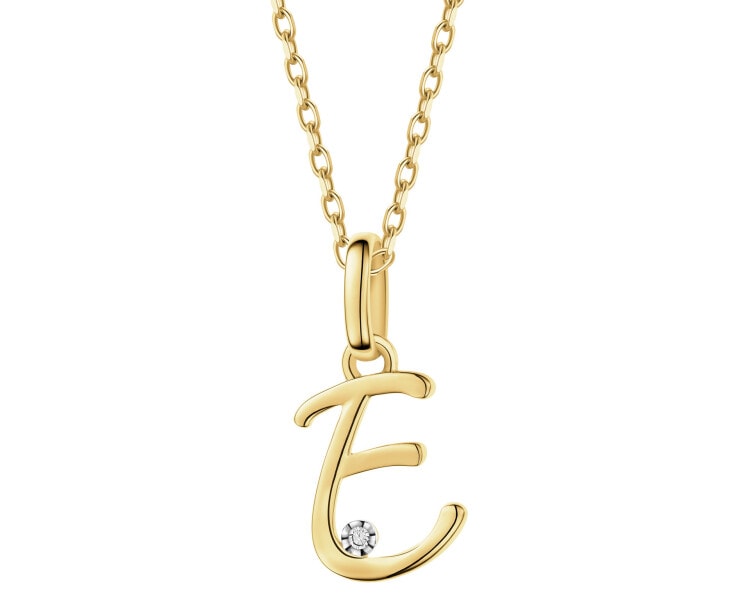 9 K Rhodium-Plated Yellow Gold Pendant with Diamond - 0,003 ct - fineness 9 K