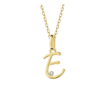 9 K Rhodium-Plated Yellow Gold Pendant with Diamond - 0,003 ct - fineness 9 K