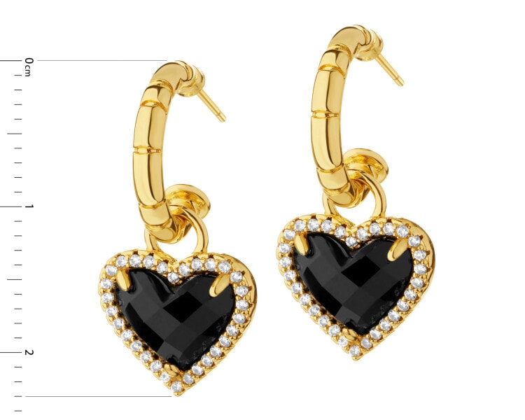 Gold-Plated Brass, Gold-Plated Silver Earrings with Cubic Zirconia