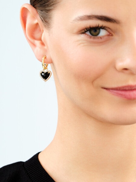 Gold-Plated Brass, Gold-Plated Silver Earrings with Cubic Zirconia