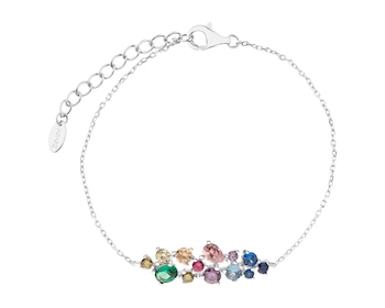 Rhodium Plated Silver Bracelet with Cubic Zirconia