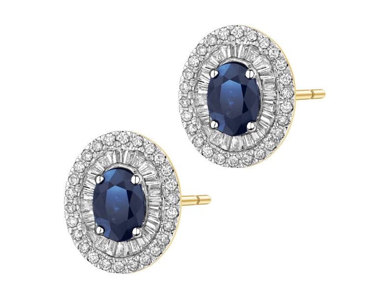 14 K Rhodium-Plated Yellow Gold Earrings  - fineness 14 K