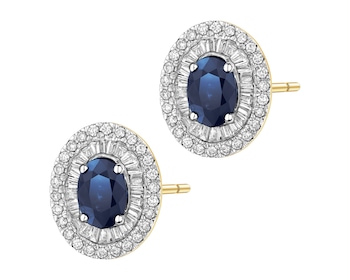 14 K Rhodium-Plated Yellow Gold Earrings  - fineness 14 K