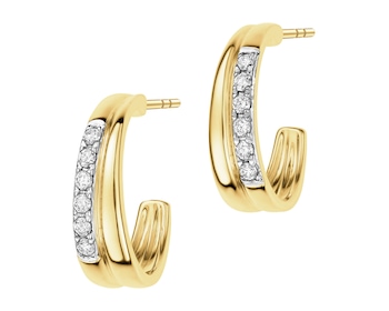 9 K Rhodium-Plated Yellow Gold Earrings with Diamonds - 0,10 ct - fineness 9 K