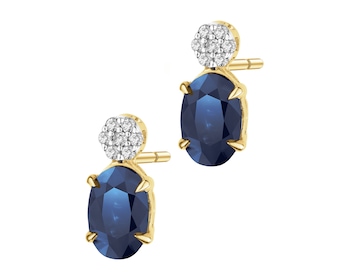 9 K Rhodium-Plated Yellow Gold Earrings  - fineness 9 K