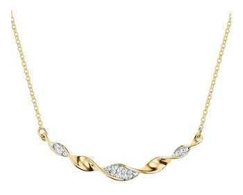 14 K Rhodium-Plated Yellow Gold Necklace with Diamonds - 0,04 ct - fineness 14 K