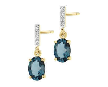 14 K Rhodium-Plated Yellow Gold Earrings  - fineness 14 K