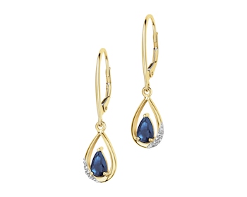 14 K Rhodium-Plated Yellow Gold Earrings  - fineness 14 K