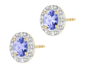 14 K Rhodium-Plated Yellow Gold Earrings  - fineness 14 K