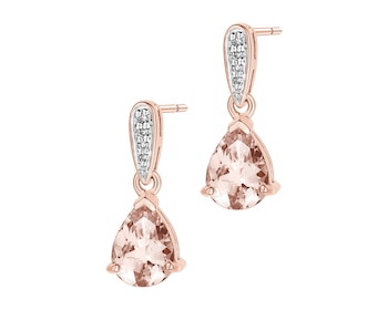 14 K Rhodium Plated Rose Gold Earrings  - fineness 14 K