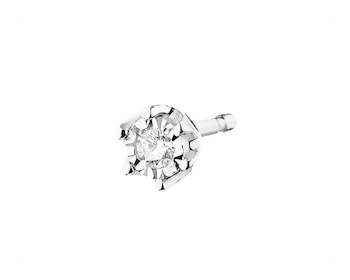 14 K Rhodium-Plated White Gold Earring with Diamond - 0,02 ct - fineness 9 K