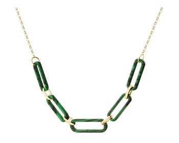 9 K Yellow Gold Necklace with Synthetic Malachite