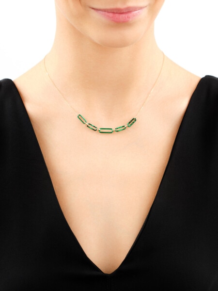 9 K Yellow Gold Necklace with Synthetic Malachite