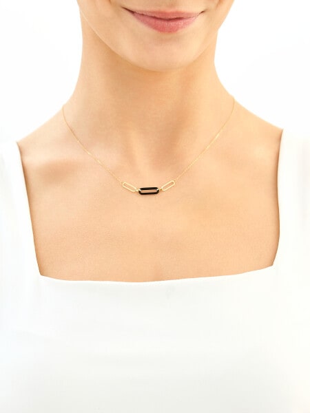 9 K Yellow Gold Necklace with Agate