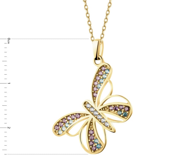 8 K Yellow Gold Pendant with Cubic Zirconia