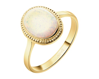 8 K Yellow Gold Ring with Opalite