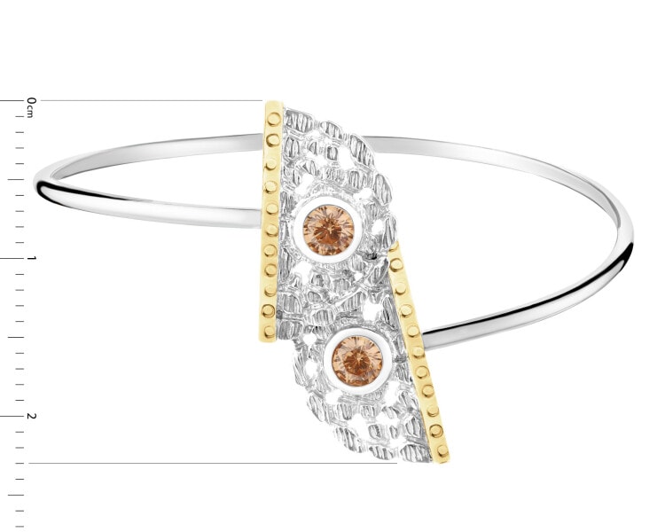 Rhodium-Plated Silver, Gold-Plated Silver Bracelet with Cubic Zirconia