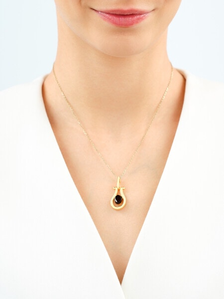 Gold-Plated Silver Pendant with Amber