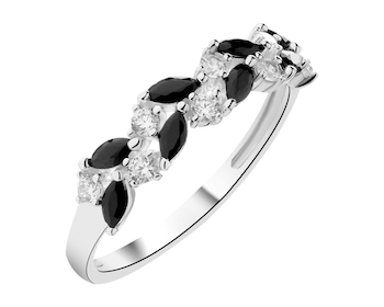 Rhodium Plated Silver Band Ring with Cubic Zirconia