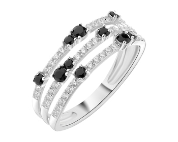 Rhodium Plated Silver Ring with Cubic Zirconia