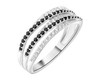 Rhodium Plated Silver Ring with Cubic Zirconia