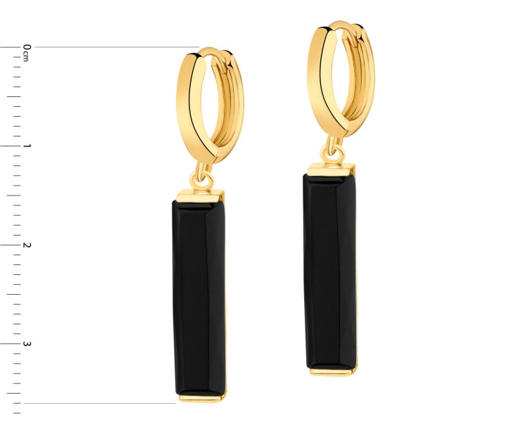 Gold-Plated Brass, Gold-Plated Silver Dangling Earring with Agate