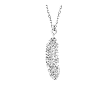 Rhodium-Plated Brass Necklace with Cubic Zirconia