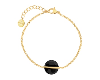 Gold-Plated Brass Bracelet with Onyx