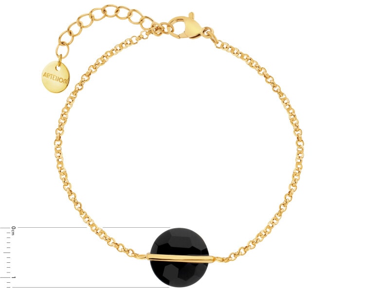 Gold-Plated Brass Bracelet with Onyx