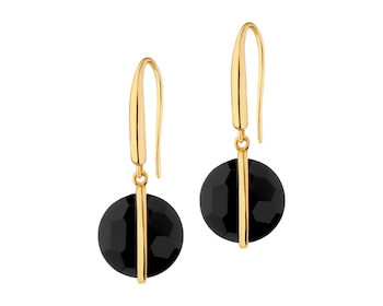 Gold-Plated Brass Dangling Earring with Onyx