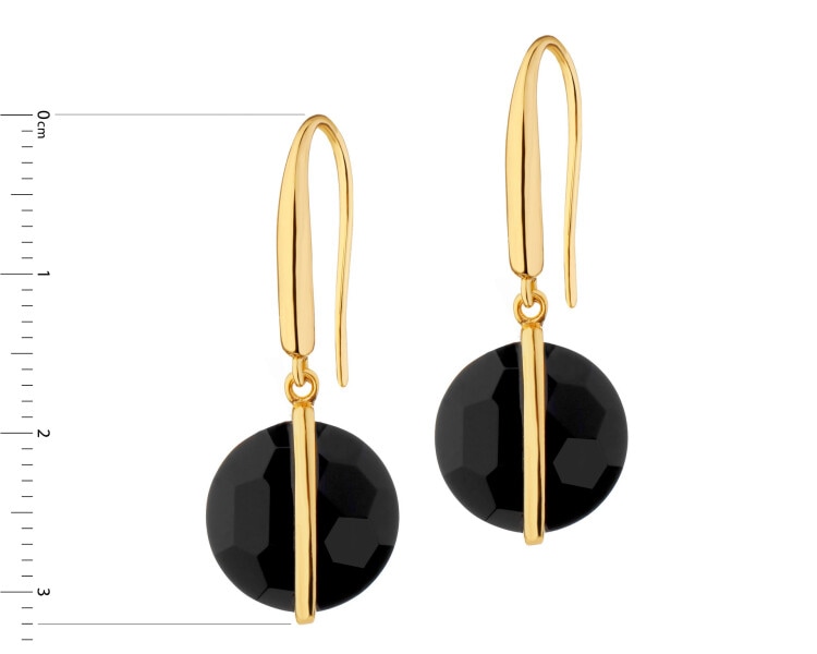 Gold-Plated Brass Dangling Earring with Onyx