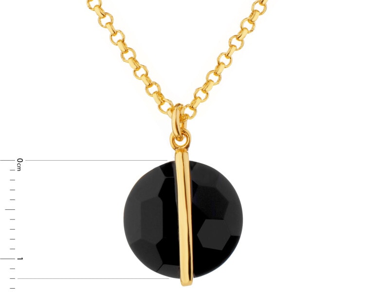 Gold-Plated Brass Necklace with Onyx