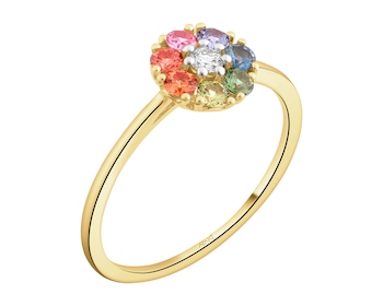 14 K Rhodium-Plated Yellow Gold Ring - fineness 14 K