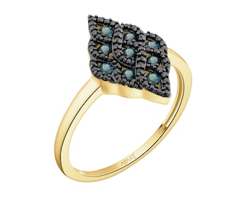 585 Yellow Gold Ruthenium-Plated Ring  - fineness 585