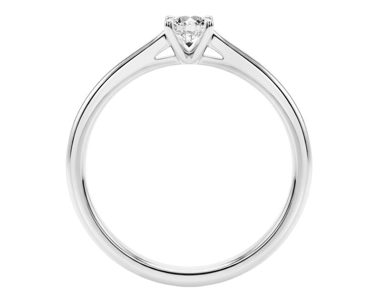 14 K Rhodium-Plated Yellow Gold Ring with Diamond - 0,18 ct - fineness 14 K