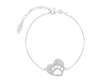 Rhodium Plated Silver Bracelet with Cubic Zirconia