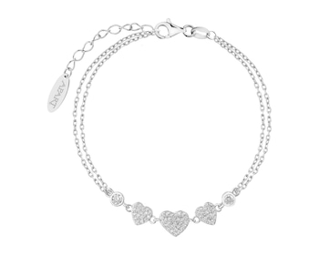 Rhodium Plated Silver Bracelet with Cubic Zirconia