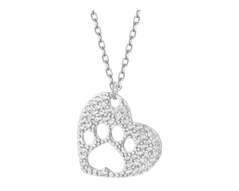 Rhodium Plated Silver Necklace with Cubic Zirconia