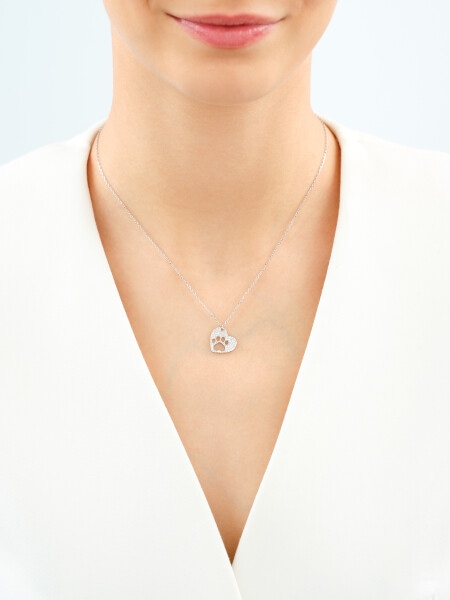 Rhodium Plated Silver Necklace with Cubic Zirconia