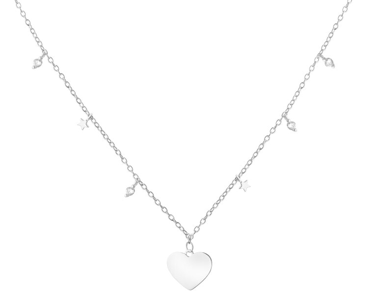 Rhodium Plated Silver Necklace with Cubic Zirconia